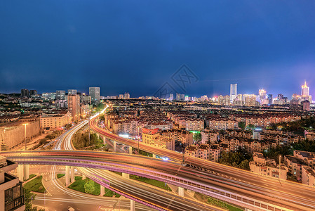 高速路夜景城市交通车轨背景