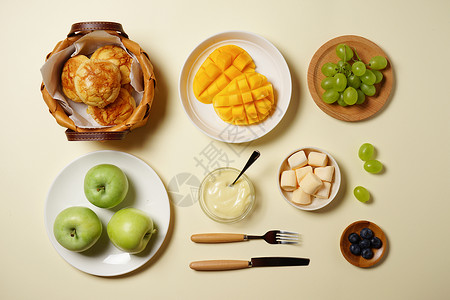 早餐苹果食物简约摆盘素材背景