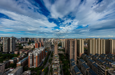 蓝天下的城市建筑群图片