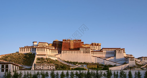西藏著名景点日出布达拉宫背景