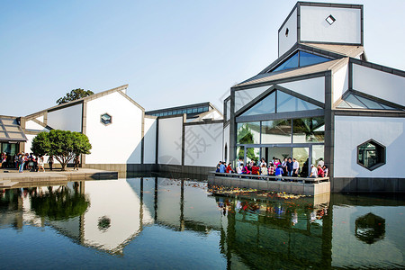 苏州博物馆旅游水景高清图片