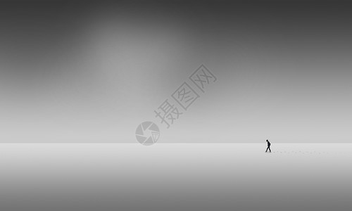 空旷的人在雪景雪地里行走简约极简背景高清图片
