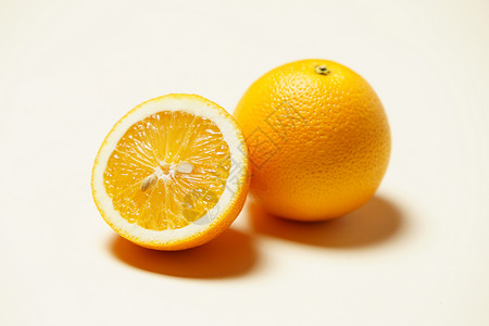 橙色圆形水印切开的橙子素材背景