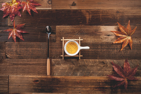 秋天茶饮品背景图片