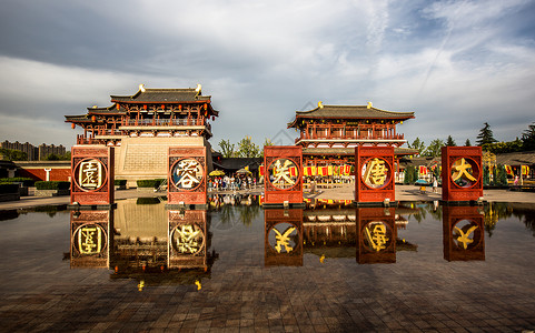 唐朝风格古建筑大唐芙蓉园背景