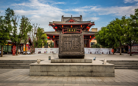 芙蓉广场古建筑大唐芙蓉园背景