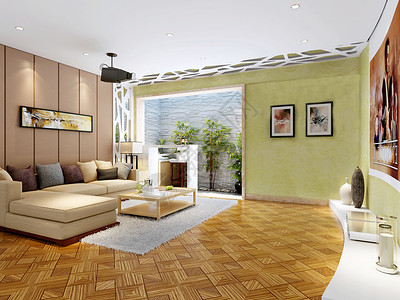 绿地板现代客厅效果图背景