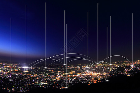 线条科技背景城市信号背景