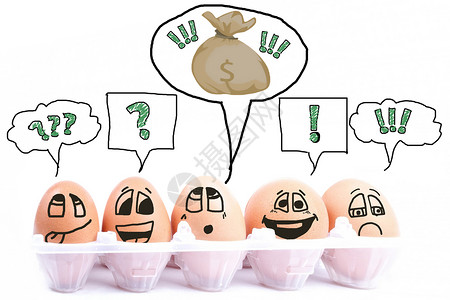 手绘鸡蛋在互联网上赚钱的概念设计图片