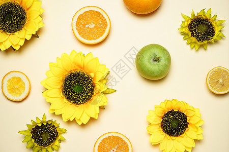 青色橘子摆放的水果素材背景