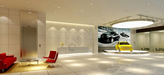 室内地砖某汽车展览堂效果图背景