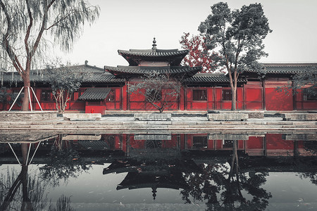 九州池遗址广富林古塔寺庙背景