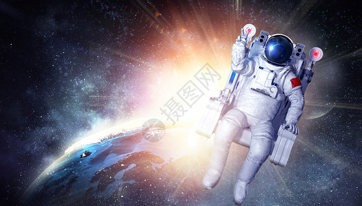太空旅行星空中漂浮的宇航员设计图片