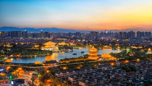 大唐芙蓉园风景图东丽湖高清图片