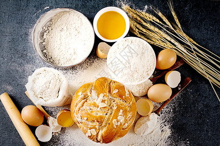 面包和面粉面粉烹饪高清图片