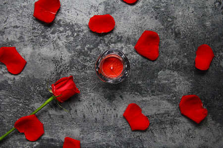 红色七月七夕情人节红玫瑰花瓣暗黑系静物背景素材背景