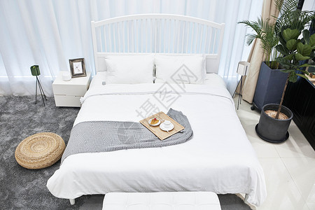 卧室场景图竹纤维晒床单高清图片