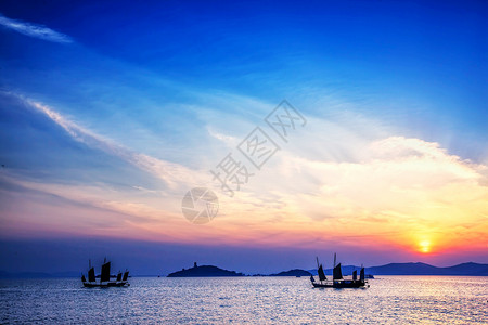 帆船素材太湖夕照背景