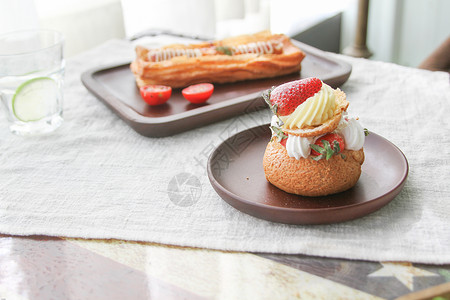 甜品与餐具小清新日式早餐背景