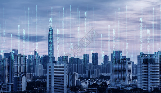 城市夜景蓝色信息蓝色科技背景设计图片
