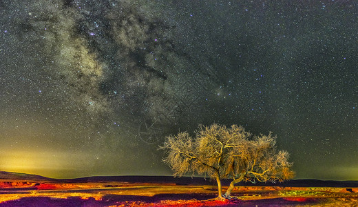 浩瀚无际星空草原银河背景