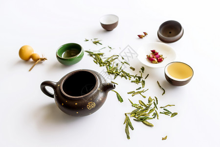 彩绘葫芦素材茶具一组背景