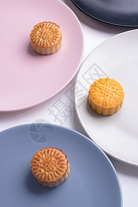 中秋月饼节颜色各异的月饼高清图片