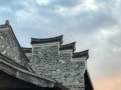 南塘老街的屋檐高清图片