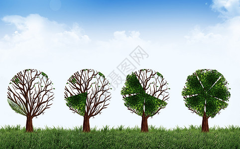 绿色景观树企业板块分化设计图片