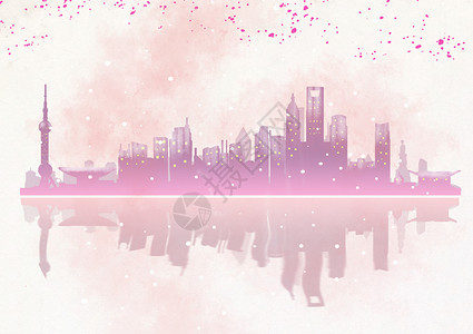 城市水彩水彩上海设计图片