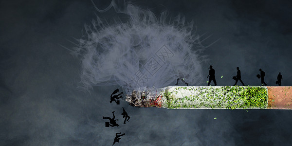 健康人群吸烟有害健康绿色生活设计图片
