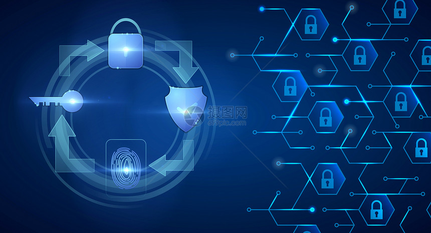 科技安全信息技术线条蓝色背景图片