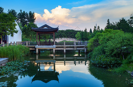 仿古别墅古建筑楼体背景