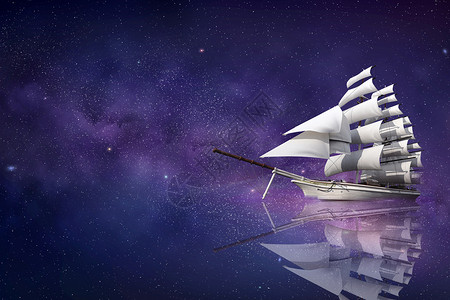 航海帆船星辰大海设计图片