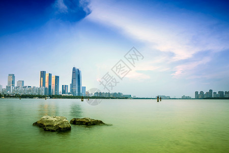 苏州工业园区金鸡湖苏州金鸡湖风光背景