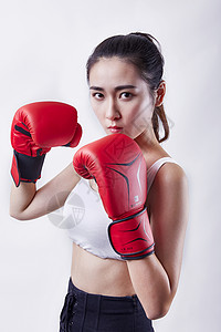性感健身女孩年轻女性拳击运动背景