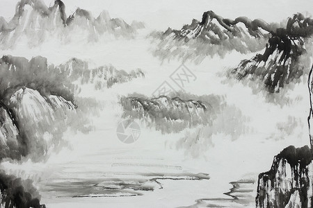 水彩山水画中国传统水墨国画艺术背景