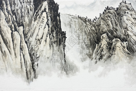 水墨悬崖中国传统水墨国画艺术背景