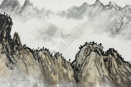 水彩山水画中国传统水墨国画艺术背景