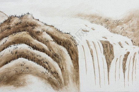 瀑布国画中国传统水墨国画艺术背景