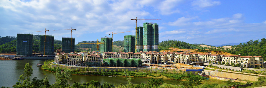 住宅高层建设中的城市建筑工地背景