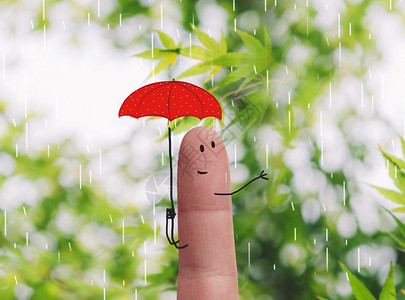 秋天的人小红伞手指人设计图片