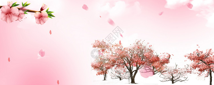 桃树枝条中国风古典诗画图设计图片