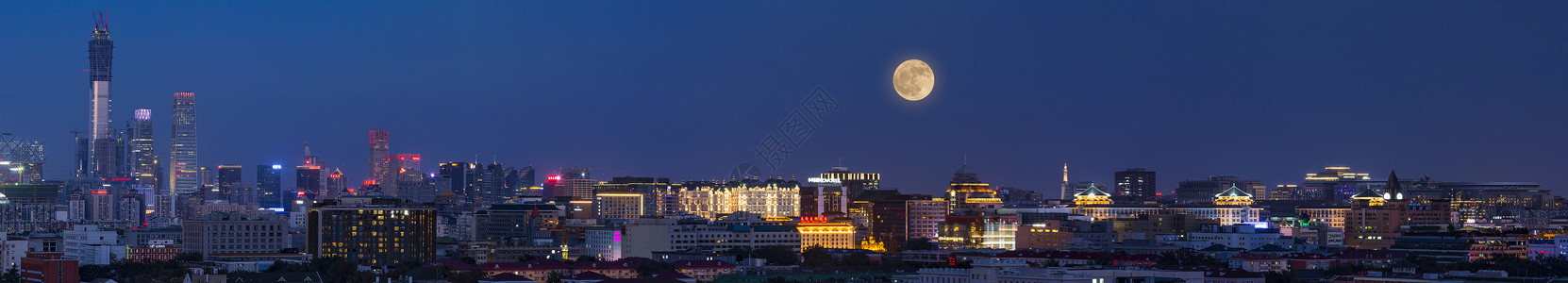 扁平月亮中秋北京背景