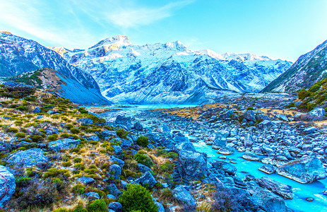 冰川地貌新西兰库克山背景