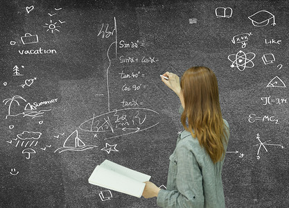教学指导商务人士在黑板上指导成功的方向设计图片