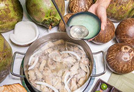 远离喝汤美味养生海南椰子鸡火锅背景