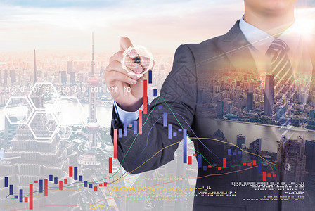 线icon科技感金融经济商业城市背景设计图片