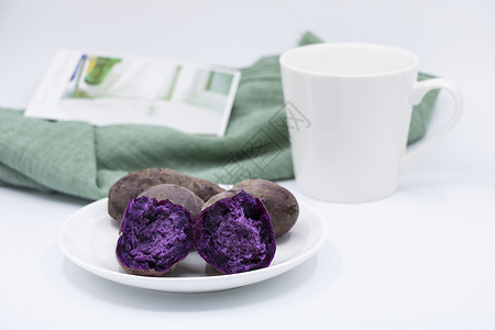 大图边框素材营养健康紫薯早餐背景