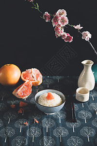 梅花花纹一碗米饭中国风背景